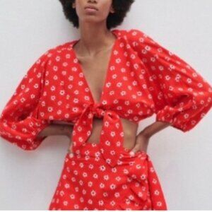 ZARA Linen-Blend Floral Set | Skort + Top (Size M)